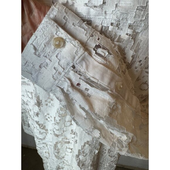 Pilcro Shirt Women Small White Lace Lacey Button Down Top Boho Cottagecore - Picture 11 of 15